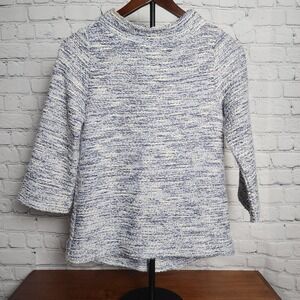 XXS Loft long sleeve tweed striped blue sweater